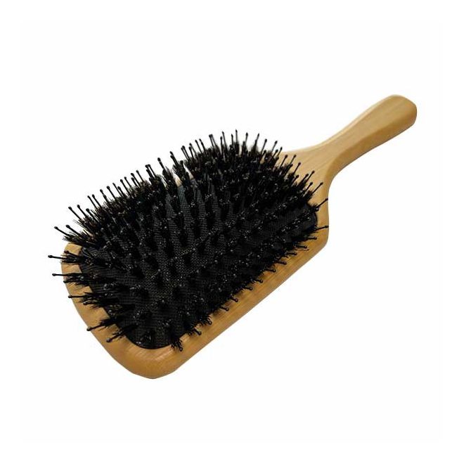 Professional Wooden Paddle Hair Brush - Light Wood Handle, Gentle Detangling Brush for Smooth and Shiny Hair Styling