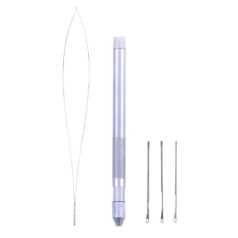   Professional Micro Ring and Tube Hair Extension Tool Set, Silver Aluminum - Includes 1 Loop and 3 Hook Needles for Easy and Precise Hair Extension Application