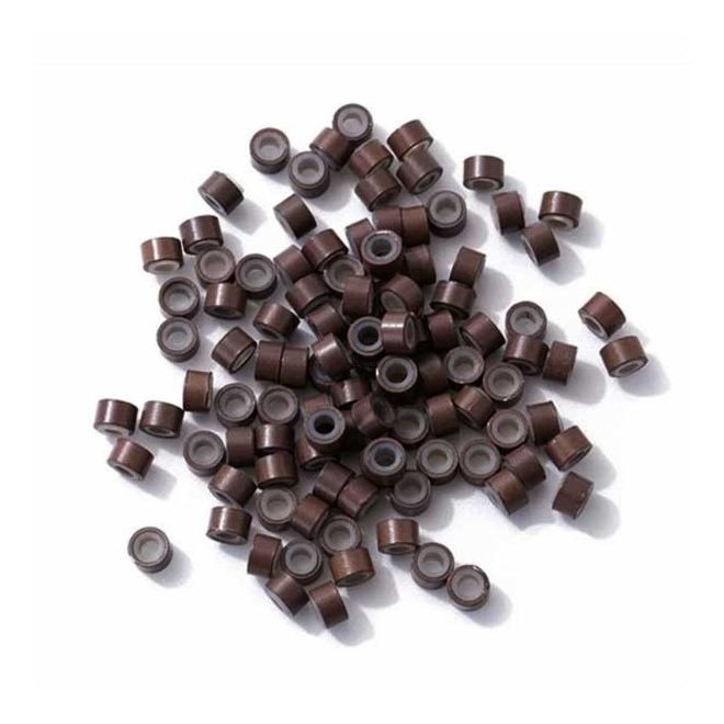 Micro Rings Silicone Lined for I-TIP Hair Extension Dark Brown 100pcs