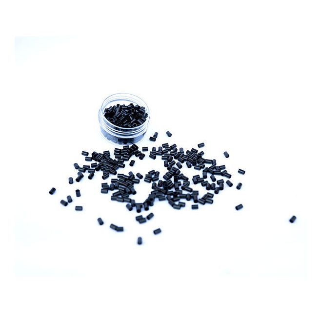 Silicone-Lined Aluminium Mini Tubes Without Flange for Hair Extensions Black 100pcs 3x3x5mm #1 - Secure Micro Ring Fitting