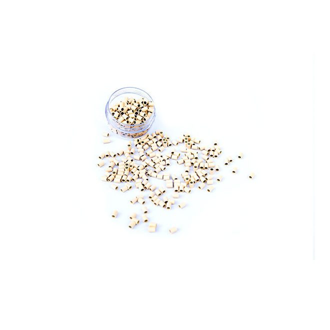 Silicone-Lined Aluminium Mini Tubes Without Flange for Hair Extensions Light Blonde 100pcs 3x3x5mm #13 - Secure Micro Ring Fitting