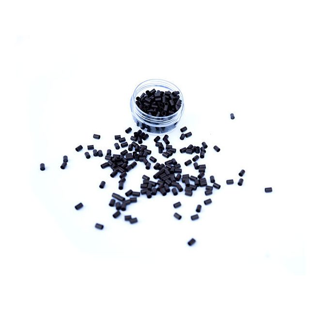 Silicone-Lined Aluminium Mini Tubes Without Flange for Hair Extensions Dark Brown 100pcs 3x3x5mm #3 - Secure Micro Ring Fitting