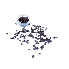   Silicone-Lined Aluminium Mini Tubes Without Flange for Hair Extensions Medium Brown 100pcs 3x3x5mm #5 - Secure Micro Ring Fitting