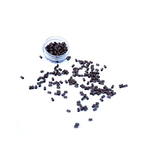 Silicone-Lined Aluminium Mini Tubes Without Flange for Hair Extensions Medium Brown 100pcs 3x3x5mm #5 - Secure Micro Ring Fitting