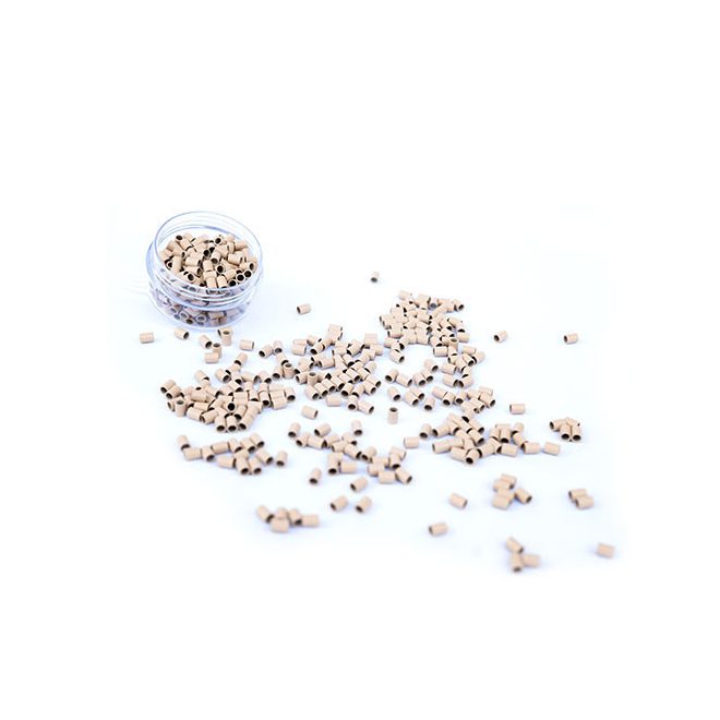 Silicone-Lined Aluminium Mini Tubes Without Flange for Hair Extensions Medium Blonde 100pcs 3x3x5mm #6 - Secure Micro Ring Fitting