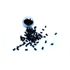   Flanged Silicone-Free Copper Micro Tubes for Hair Extensions Black 100pcs #1 - 4mm Length, 2.4mm Inner Diameter, 3mm Outer Diameter