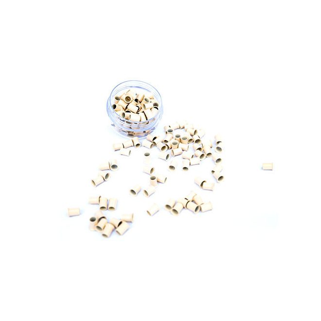 Flanged Silicone-Free Copper Micro Tubes for Hair Extensions Light Blonde 100pcs #13 - 4mm Length, 2.4mm Inner Diameter, 3mm Outer Diameter