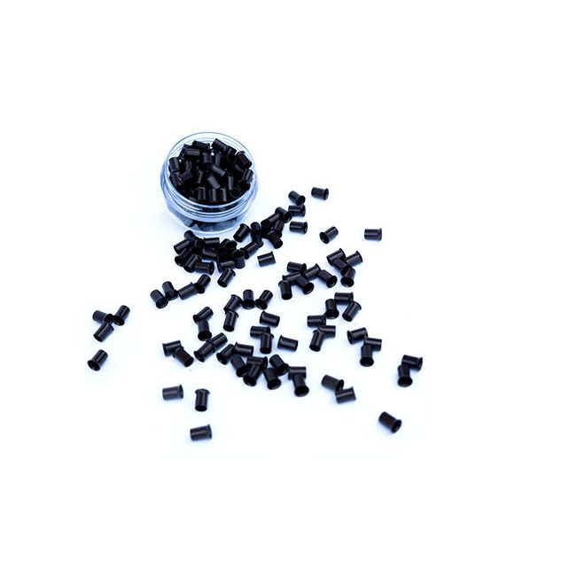 Flanged Silicone-Free Copper Micro Tubes for Hair Extensions Dark Brown 100pcs #3 - 4mm Length, 2.4mm Inner Diameter, 3mm Outer Diameter