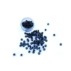   Silicone-Lined Micro Rings for Hair Extensions Black 100pcs #1 - 4mm Length, 2.4mm Inner Diameter, 6mm Outer Diameter 5030