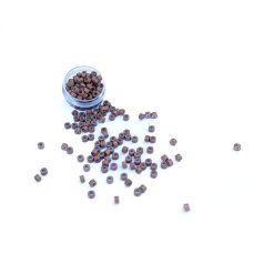   Silicone-Lined Micro Rings for Hair Extensions Light Brown 100pcs #11 - 4mm Length, 2.4mm Inner Diameter, 6mm Outer Diameter 5030