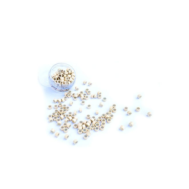 Silicone-Lined Micro Rings for Hair Extensions Light Blonde 100pcs #13 - 4mm Length, 2.4mm Inner Diameter, 6mm Outer Diameter 5030