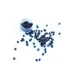   Silicone-Lined Micro Rings for Hair Extensions Dark Brown 100pcs #3 - 4mm Length, 2.4mm Inner Diameter, 6mm Outer Diameter 5030