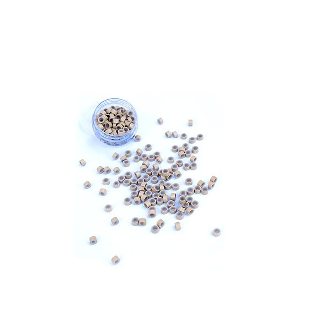 Silicone-Lined Micro Rings for Hair Extensions Medium Blonde 100pcs #6 - 4mm Length, 2.4mm Inner Diameter, 6mm Outer Diameter 5030