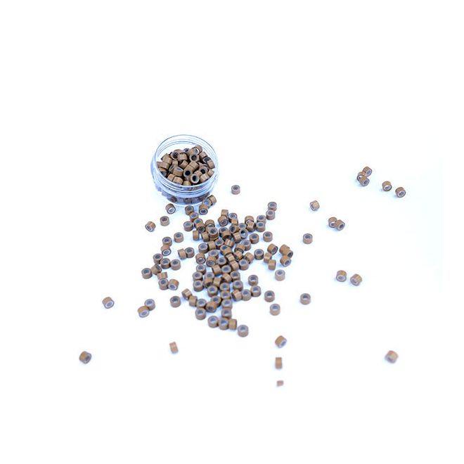 Silicone-Lined Micro Rings for Hair Extensions Dark Blonde 100pcs #8 - 4mm Length, 2.4mm Inner Diameter, 6mm Outer Diameter 5030