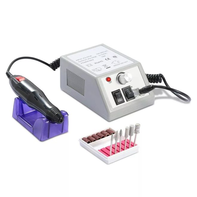 Timeless Tools Electric Nail Drill Machine Grey - Professional Manicure and Pedicure Set with Adjustable Speed and Multiple Attachments