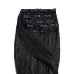 Clip-In Human Hair Extension Classic Jet Black 40cm Color #1 - HairExtensionShop.ie