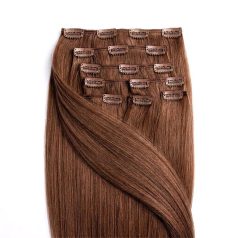 Clip-In Human Hair Extension Classic Medium Brown 40cm Color #6 - HairExtensionShop.ie