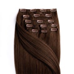 Clip-In Human Hair Extension Classic Dark Brown 50cm Color #4 - HairExtensionShop.ie