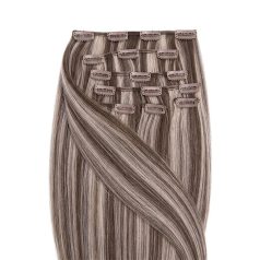 Clip-In Human Hair Extension Classic Highlighted Medium Brown-Bleach Blonde 50cm Color #6/613 - HairExtensionShop.ie
