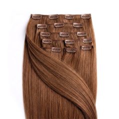 Clip-In Human Hair Extension Classic Light Brown 50cm Color #8 - HairExtensionShop.ie