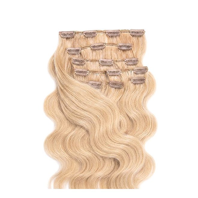 Clip-In Human Hair Extension Classic Body Wave Ash Blonde 40cm Color #24 - HairExtensionShop.ie