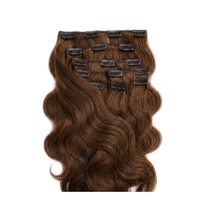 Clip-In Human Hair Extension Classic Body Wave Medium Brown 40cm Color #6 - HairExtensionShop.ie