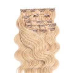 Clip-In Human Hair Extension Classic Body Wave Light Bleach Blonde 40cm Color #60 - HairExtensionShop.ie