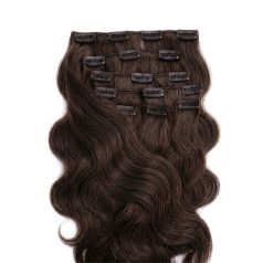 Clip-In Human Hair Extension Classic Body Wave Dark Brown 50cm Color #4 - HairExtensionShop.ie