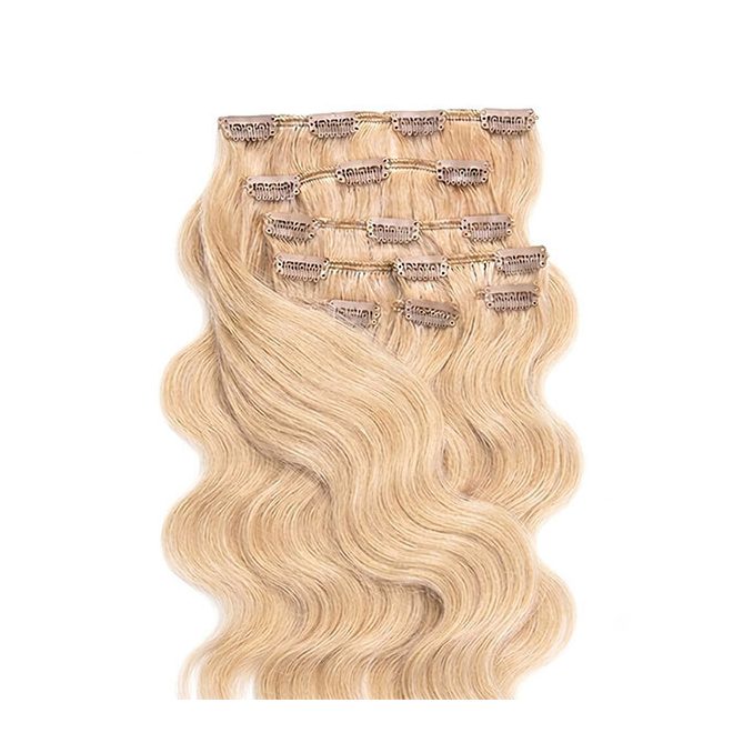 Clip-In Human Hair Extension Classic Body Wave Light Bleach Blonde 50cm Color #60 - HairExtensionShop.ie