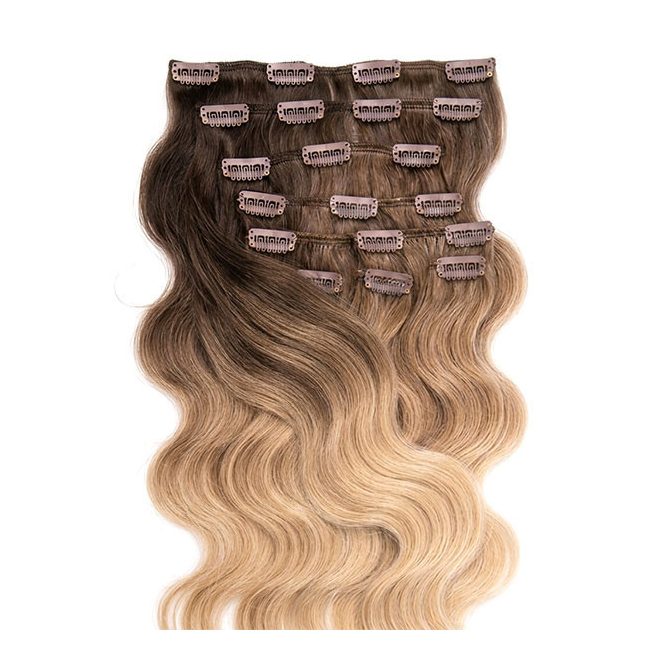 Clip-In Human Hair Extension Classic Body Wave Ombre 60cm Color #OMBRE - HairExtensionShop.ie