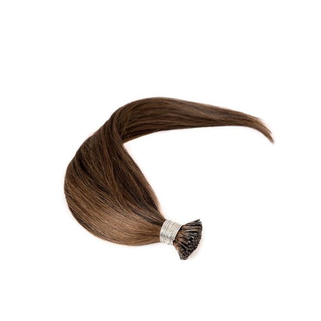 I-Tip Micro Ring Human Hair Extensions Piano Balayage Brown Shade 50cm – Classic 7A, Color #4/8