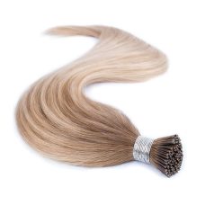   I-Tip Micro Ring Human Hair Extensions Piano Balayage Medium Brown with Blonde Tones 50cm – Classic 7A, Color #B6T7-20