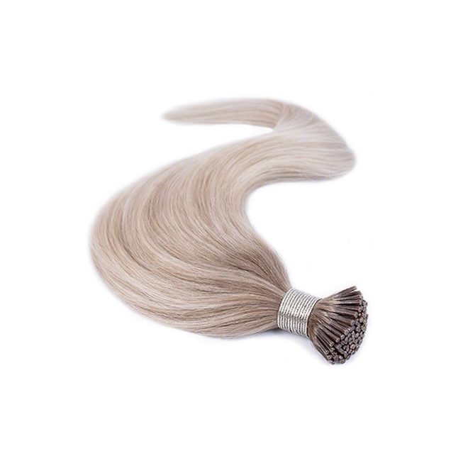I-Tip Micro Ring Human Hair Extensions Piano Balayage Light Brown / Platinum Blonde 50cm – Classic 7A, Color #B7T-60A