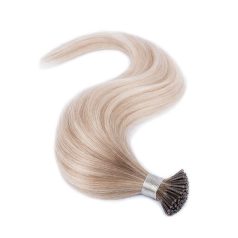   I-Tip Micro Ring Human Hair Extensions Piano Balayage Light Blonde Brown 50cm – Classic 7A, Color #T8-P18-60