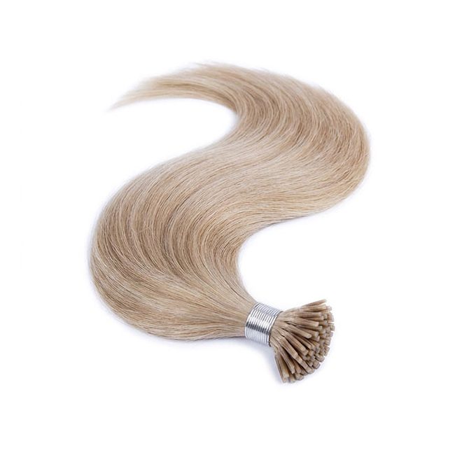I-Tip Micro Ring Human Hair Extensions Piano Balayage Light Ashy Blonde with Brown Tones 60cm – Classic 7A, Color #18LIGHT-ICEWHITE
