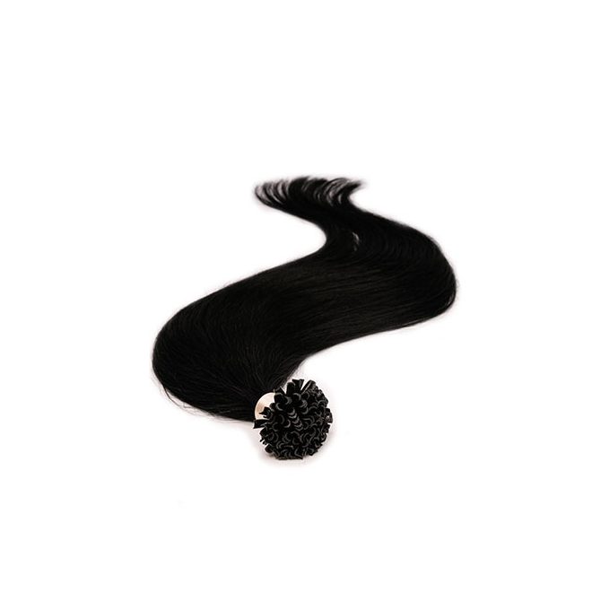 U-Tip Keratin Bond Hair Extension Classic Jet Black 50cm (Color #1) – U-Tip Keratin Bond Hair Extension – HairExtensionShop.ie