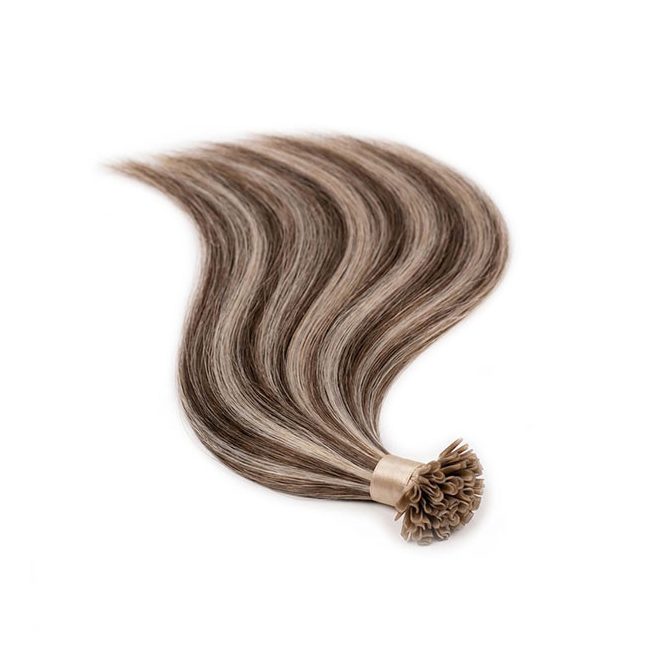 U-Tip Keratin Bond Hair Extension Classic Highlighted Medium Brown-Light Bleach Blonde 60cm (Color #6/60) – U-Tip Keratin Bond Hair Extension – HairExtensionShop.ie