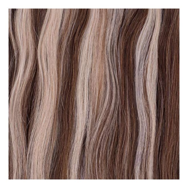 Remy Weft Hair Extension Highlighted Medium Brown-Light Bleach Blonde 50cm (Color #6/60)