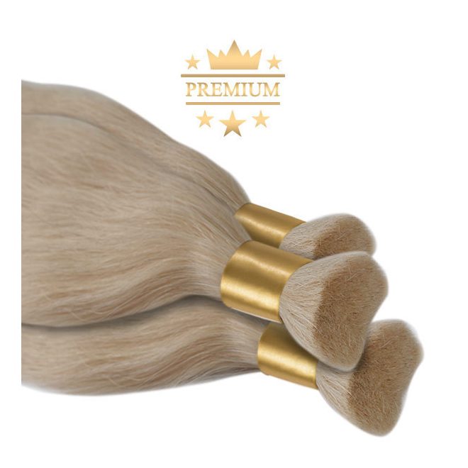 Premium Bulk Ash Color Hair Extension Barbie Blonde Super Double Drawn 50cm (Color #60)