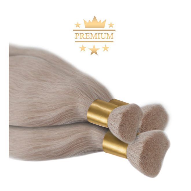 Premium Bulk Ash Color Hair Extension Bleach Blonde Super Double Drawn 60cm (Color #613)
