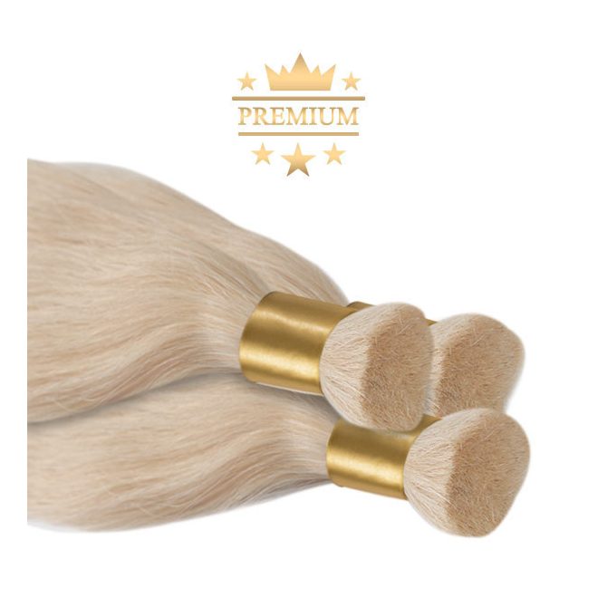 Premium Bulk Hair Extension Light Bleach Blonde Super Duble Drawn 60cm (Color #60)