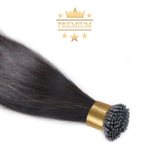 Virgin I-TIP Premium Hair Extension Natural Black 50cm (Color #1b)