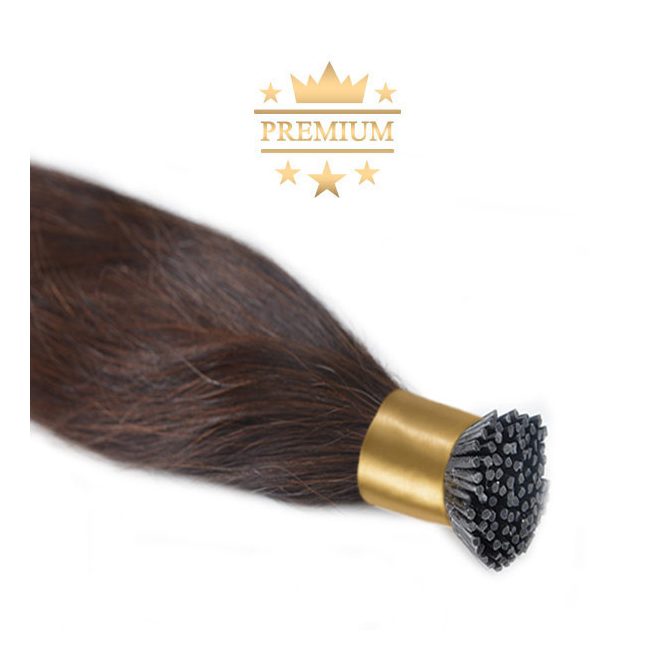 Virgin I-TIP Premium Hair Extension Dark Brown 50cm (Color #4)