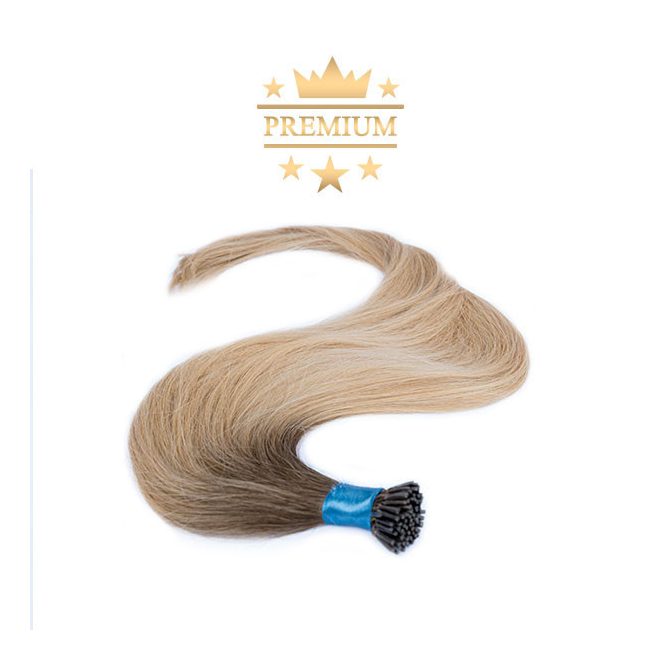 Virgin I-TIP Premium Hair Extension Ombre Dark Brown to Light Blonde 50cm Colour #4/24 - Micro Ring Hair Extension for Natural Length and Volume