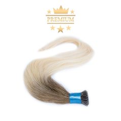   Virgin I-TIP Premium Hair Extension Ombre Medium Brown to Light Platinum Blonde 50cm Colour #6/60 - Micro Ring Hair Extension for Natural Length and Volume