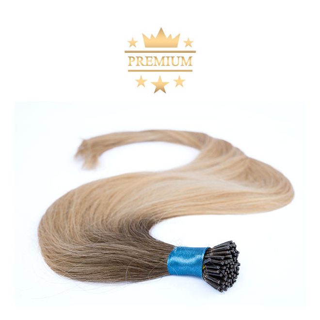 Virgin I-TIP Premium Hair Extension Ombre Dark Brown to Light Blonde 70cm Colour #4/24 - Micro Ring Hair Extension for Natural Length and Volume