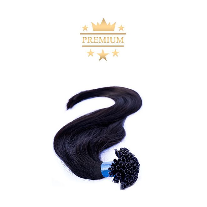 Premium U-Tip Hair Extension Natural Black 50cm Colour #1B - Nail Tip Keratin Bonding Hair for Salon-Length Results