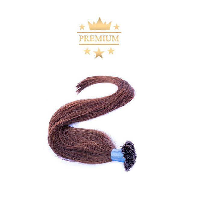 Premium U-Tip Hair Extension Dark Brown 50cm Colour #4 - Nail Tip Keratin Bonding Hair for Salon-Length Results