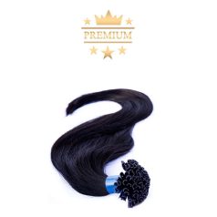   Premium U-Tip Hair Extension Natural Black 60cm Colour #1B - Nail Tip Keratin Bonding Hair for Salon-Length Results
