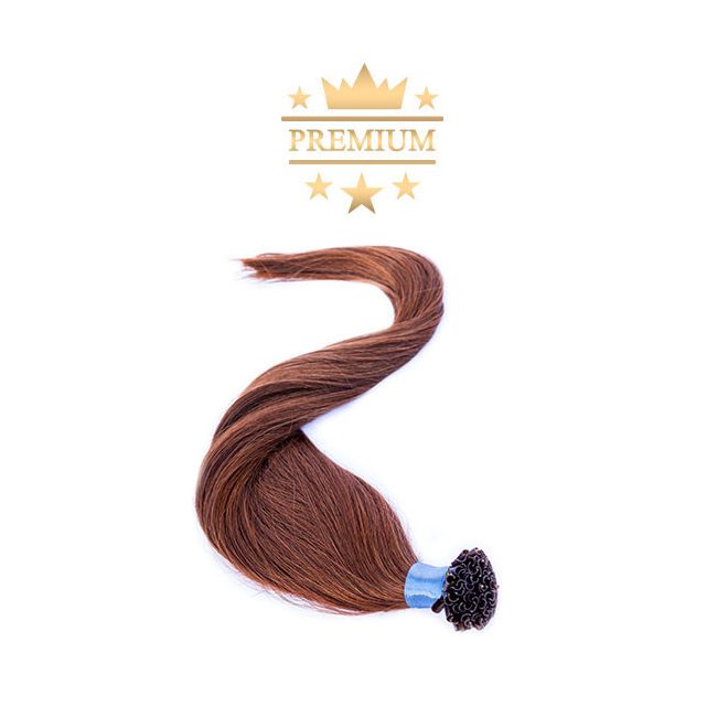Premium U-Tip Hair Extension Medium Brown 60cm Colour #6 - Nail Tip Keratin Bonding Hair for Salon-Length Results